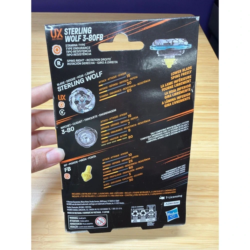 Beyblade X UX Sterling Wolf 3-80FB Takara Tomy Hasbro New Damaged Package